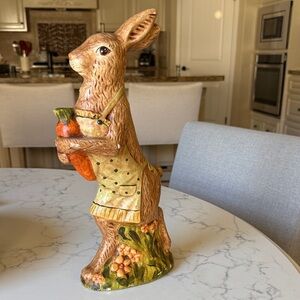 Decorative Bunny Figurine in Warm Tan and Accents